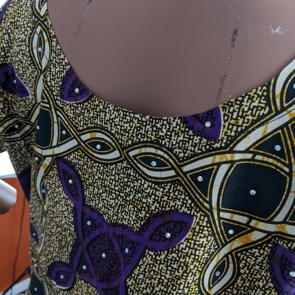 NWOT, AFRICAN PRINT MAXI DRESS WITH THIGH HIGH SPLIT ON BOTH SIDES SIZE 18 - Picture 4 of 12